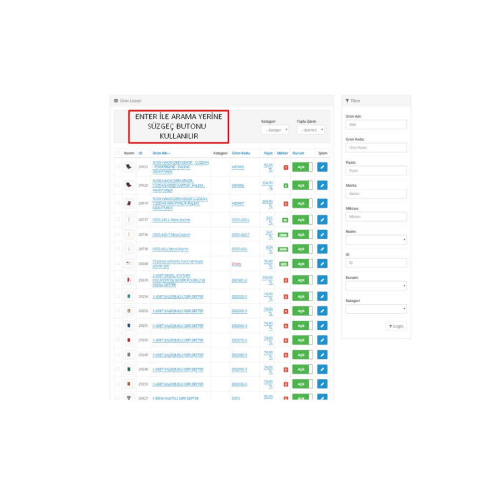 Opencart Enter İle Arama
