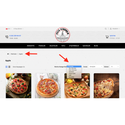 Opencart Marka Sayfalarında Kategoriye Göre Filtreleme