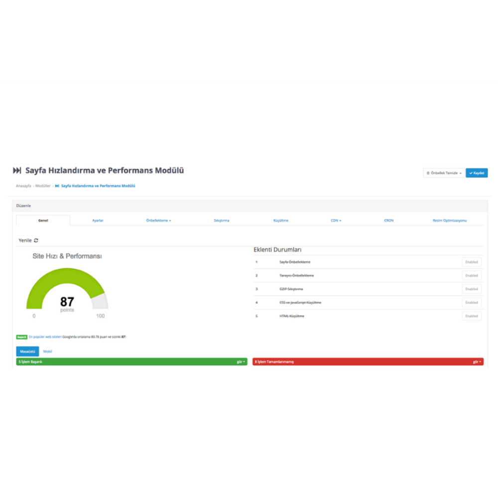 Opencart Performans & Hızlandırma Modülü