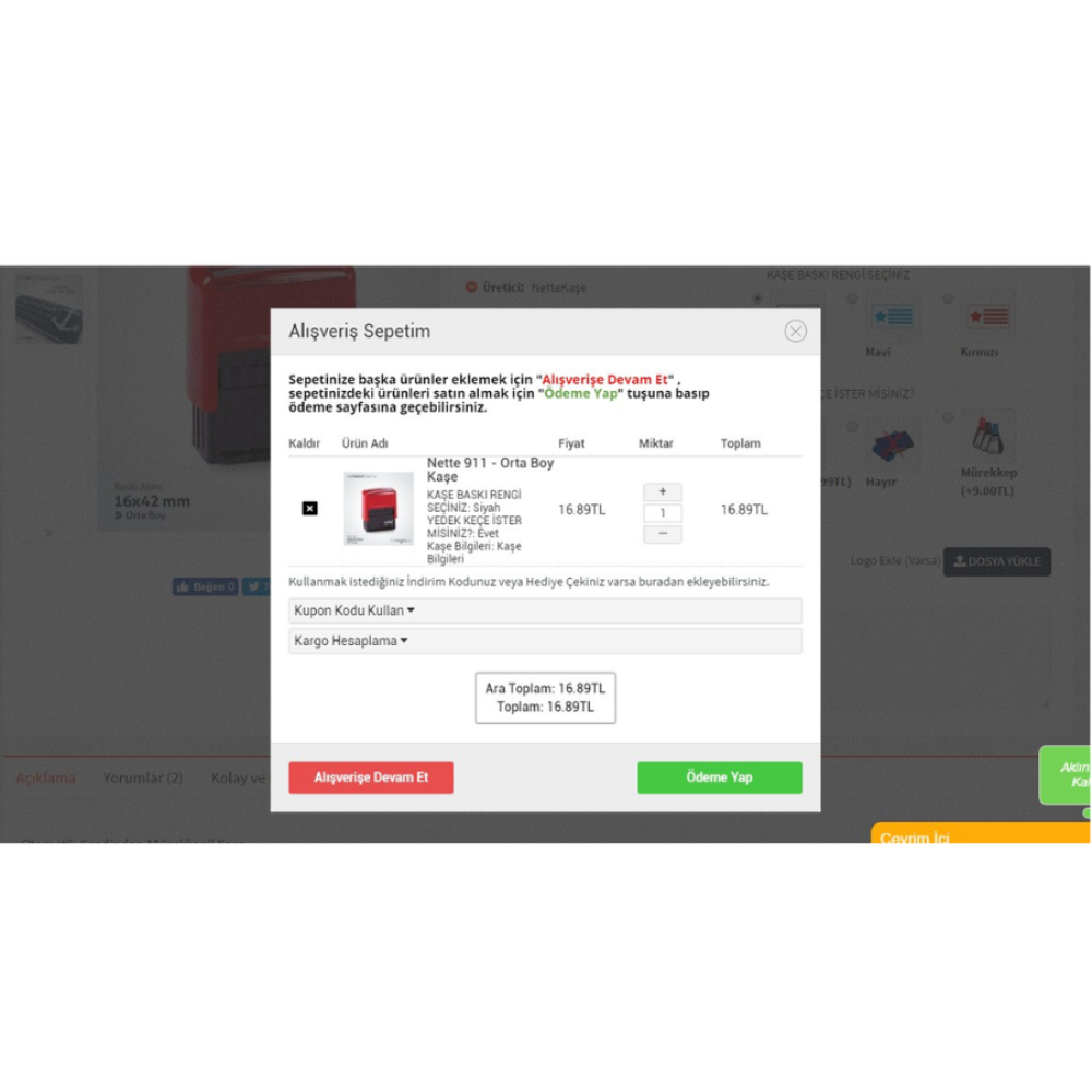 Opencart Sepet Modülü