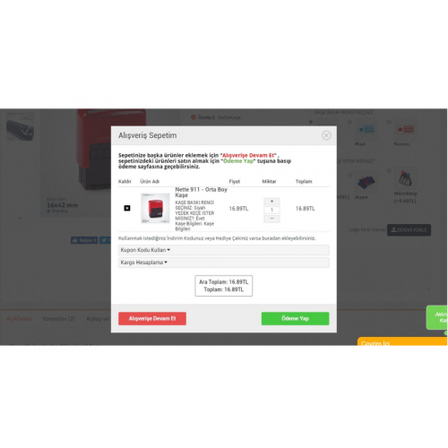 Opencart Sepet Modülü
