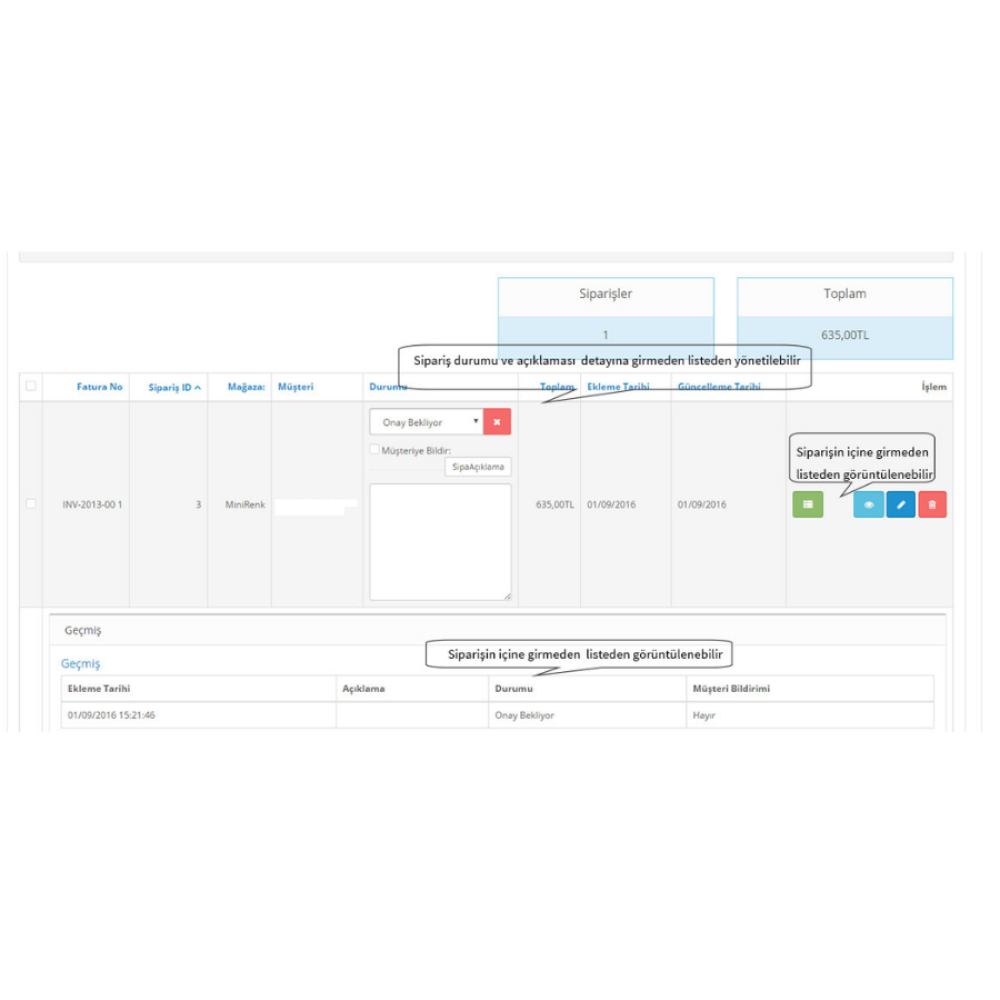Opencart Sipariş Yönetimi Sayfası Modülü