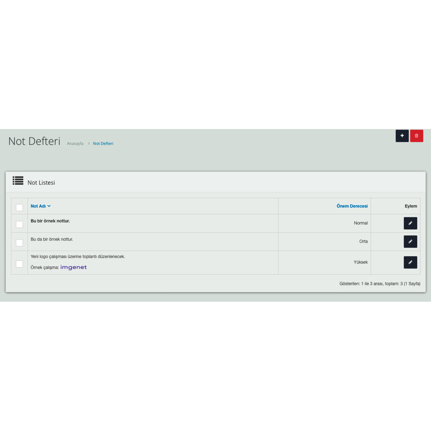 Opencart Admin Paneli için Not Defteri Modülü