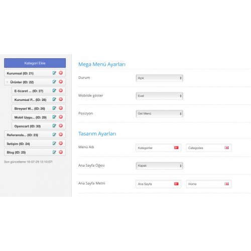 Opencart Mega Menü Modülü