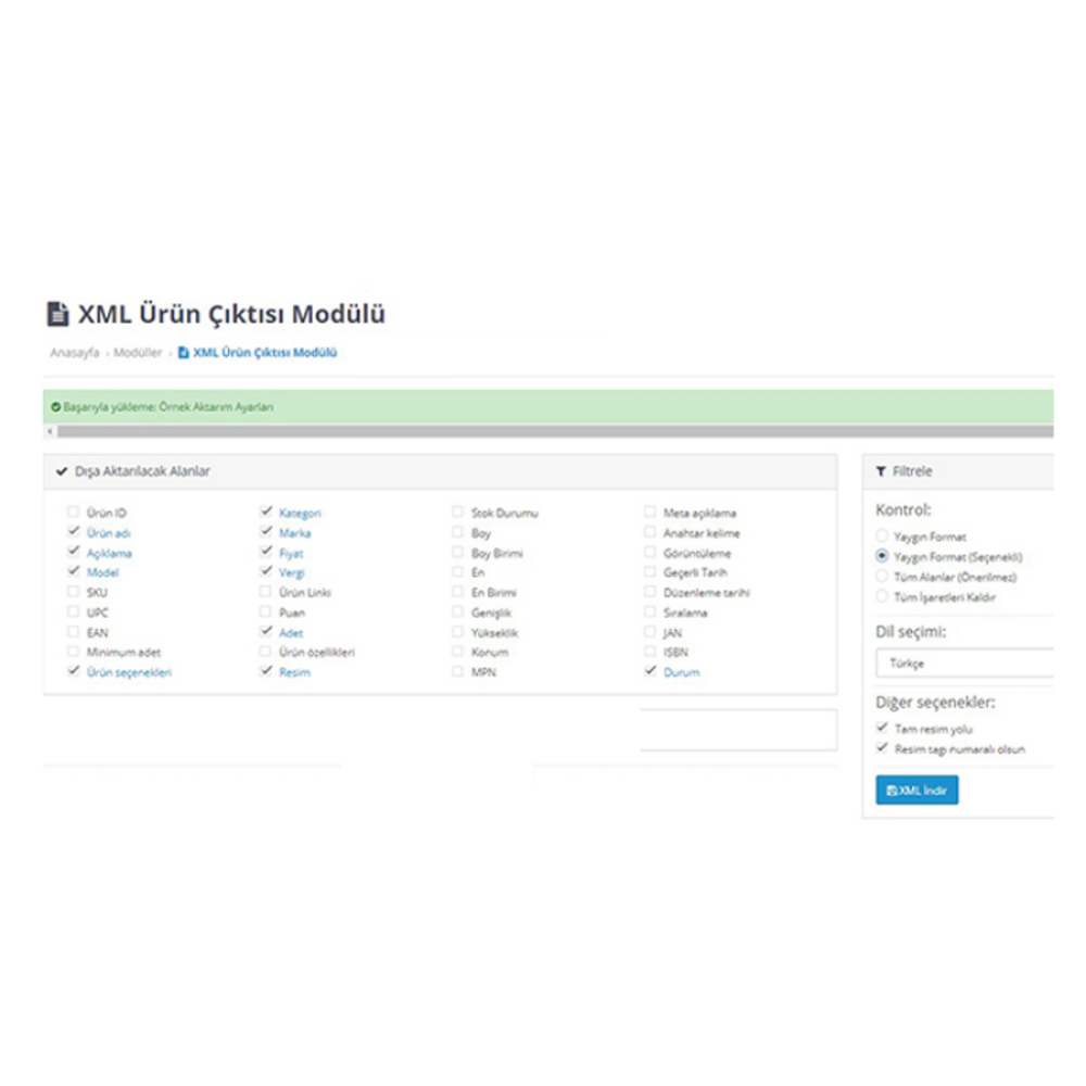 Opencart XML Çıktısı Modülü