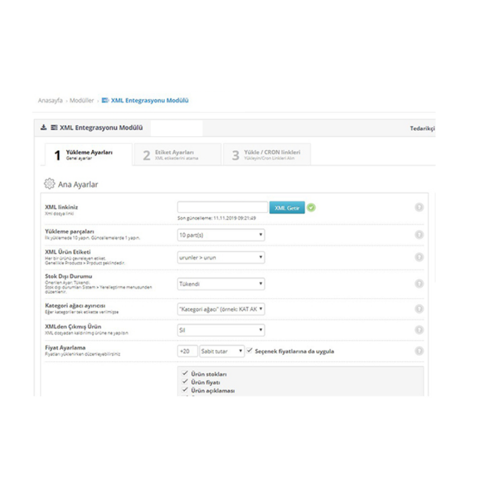 Opencart XML Entegrasyonu Modülü