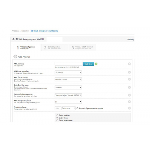 Opencart XML Entegrasyonu Modülü