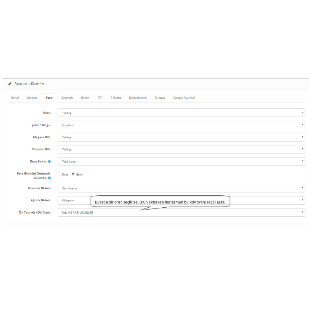 Opencart Ön Tanımlı KDV Modülü Opencart Ön Tanımlı KDV Modülü