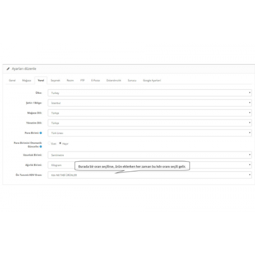 Opencart Ön Tanımlı KDV Modülü