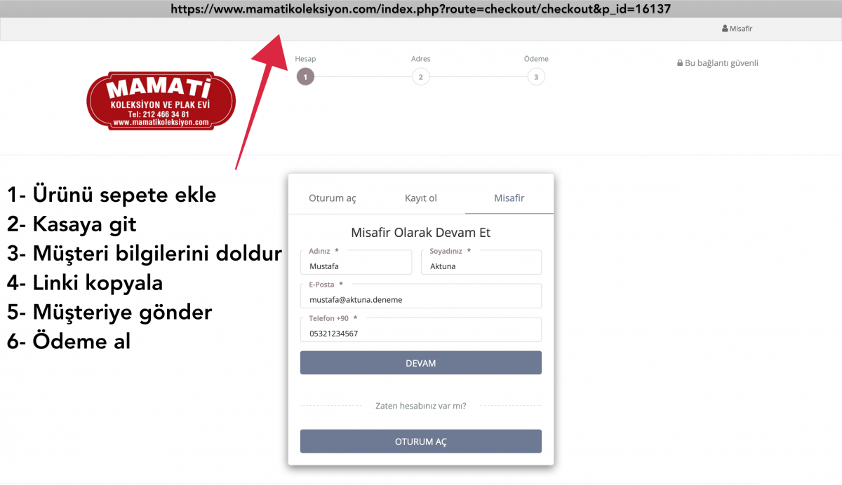 Opencart Müşteriler İçin Özel Sipariş Linki Oluşturma