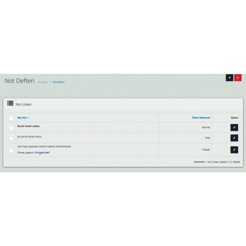 Opencart Admin Paneli için Not Defteri Modülü