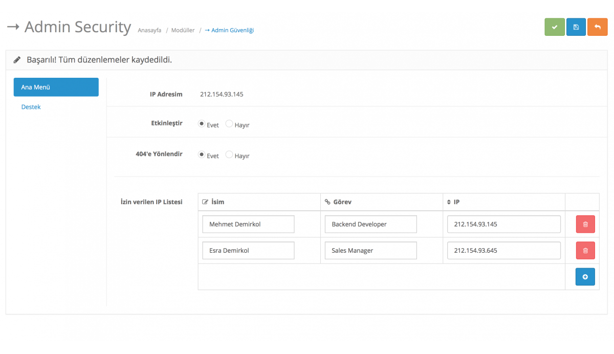 Opencart Admin Panel Güvenlik Modülü (IP Kısıtlamalı)